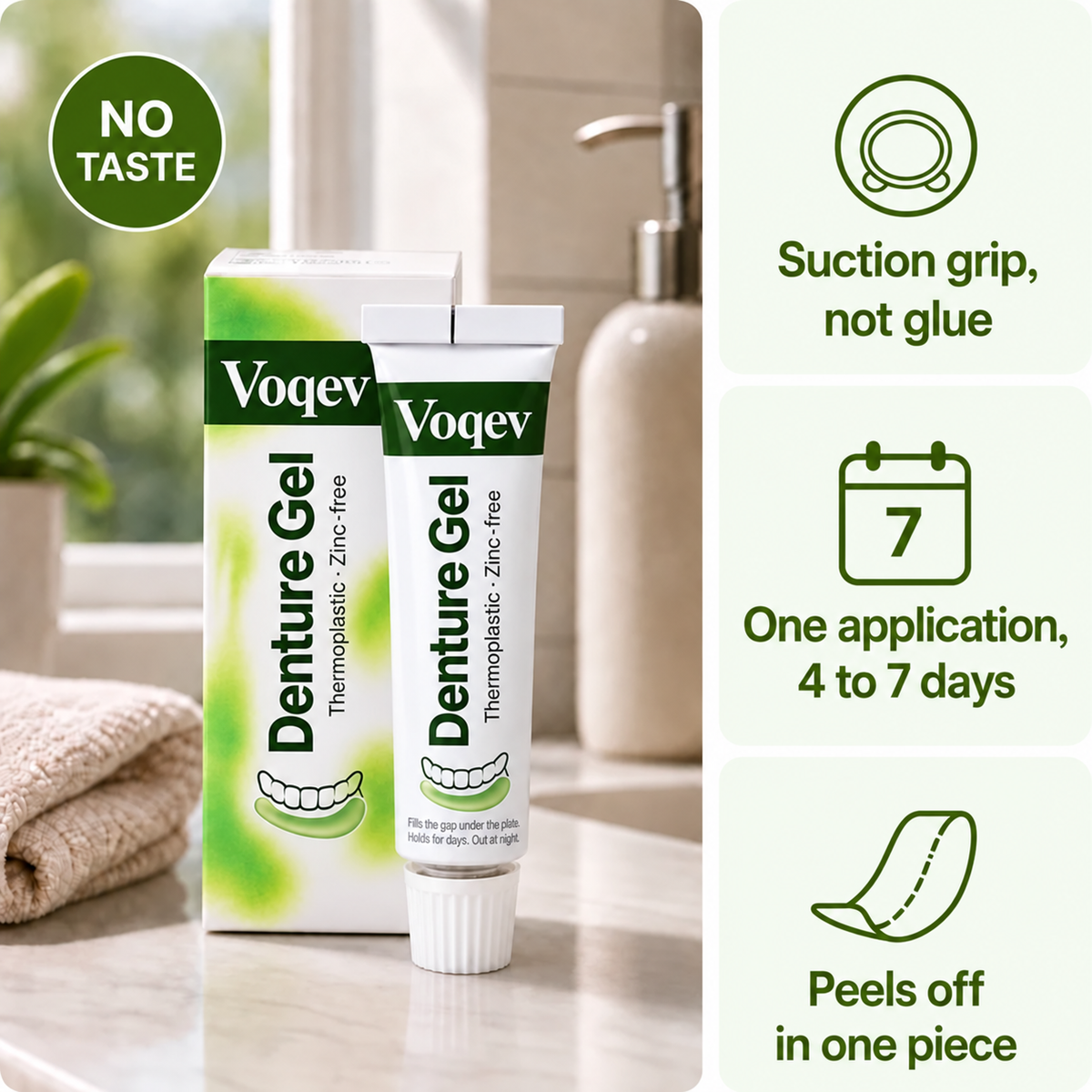 Voqev Gel | Stop Denture Slipping 100% - All-Day Secure Hold