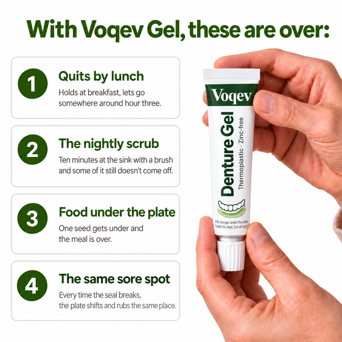 Voqev Gel | Stop Denture Slipping 100% - All-Day Secure Hold
