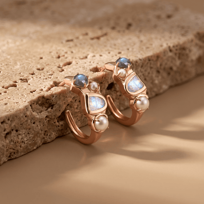 Queen Moonstone Pearl Hoops - Heirloom