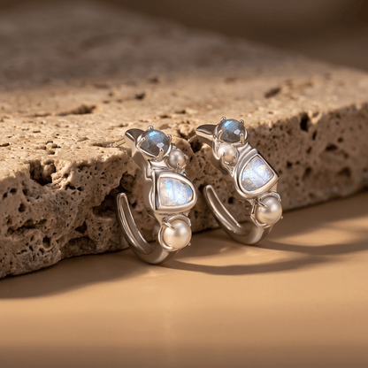 Queen Moonstone Pearl Hoops - Heirloom