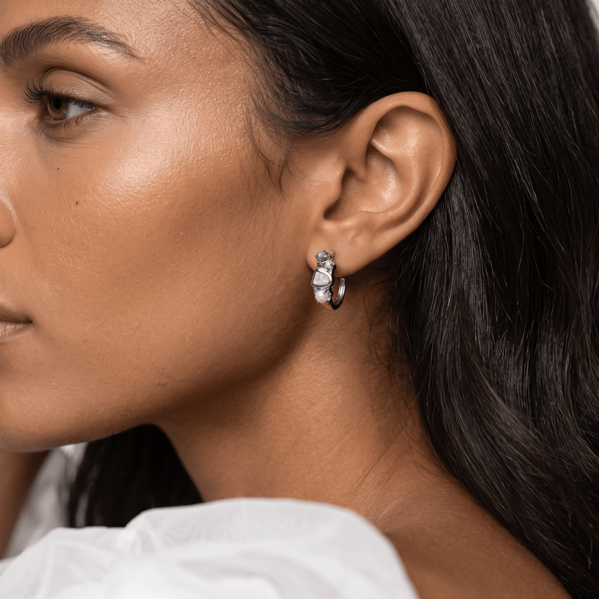 Queen Moonstone Pearl Hoops - Heirloom
