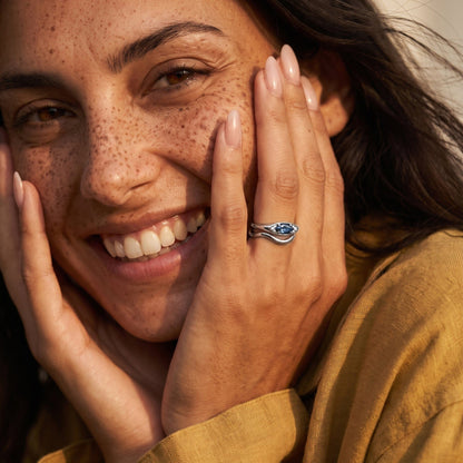 Blue Topaz Evil Eye & Waves Rings