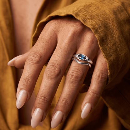 Blue Topaz Evil Eye & Waves Rings