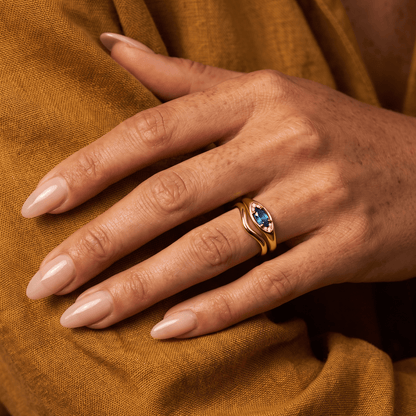 Blue Topaz Evil Eye & Waves Rings