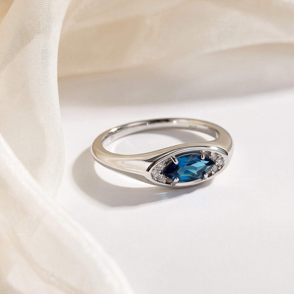 Blue Topaz Ring - Evil Eye