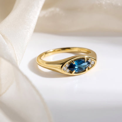 Blue Topaz Ring - Evil Eye