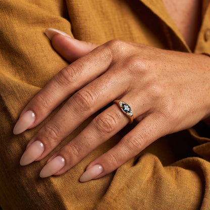 Blue Topaz Ring - Evil Eye