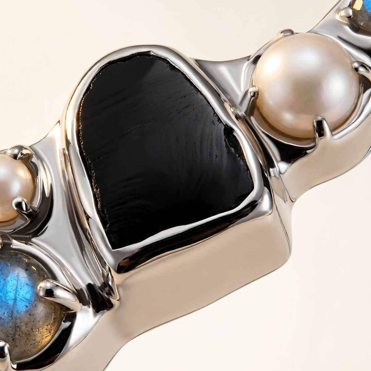 Black Obsidian Pearl Cuff - Heirloom