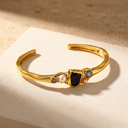Black Obsidian Pearl Cuff - Heirloom