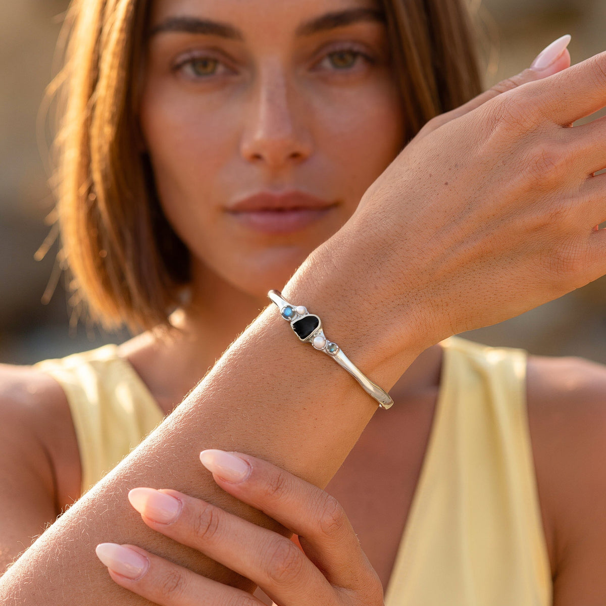 Black Obsidian Pearl Cuff - Heirloom