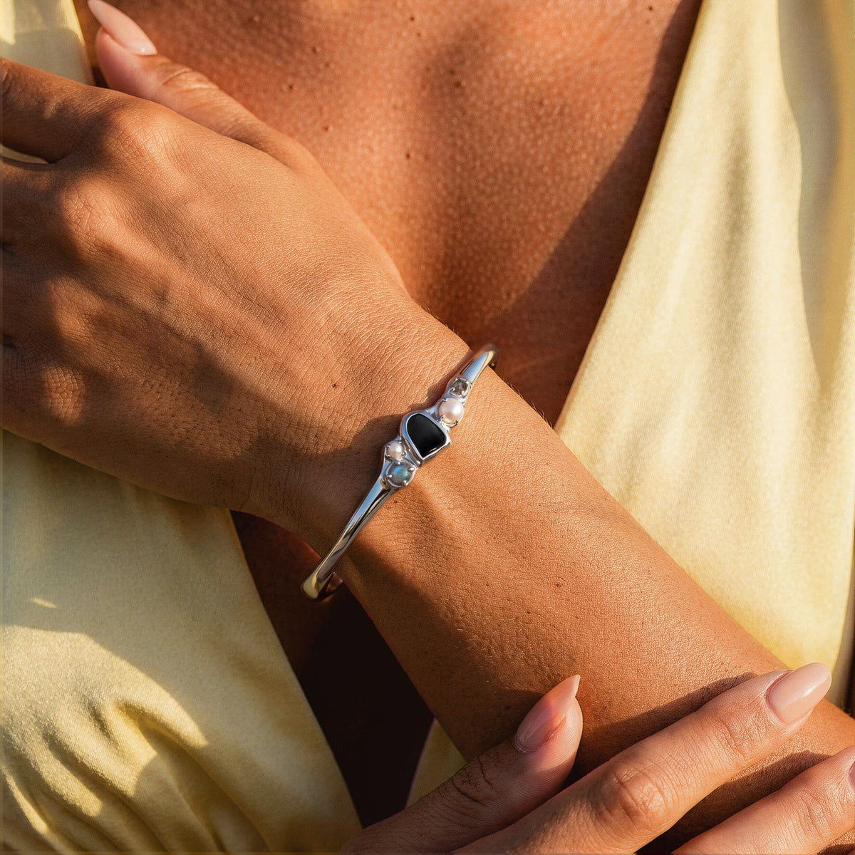 Black Obsidian Pearl Cuff - Heirloom