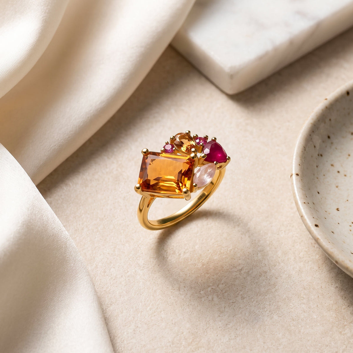 Citrine Ring - Tonal Cluster