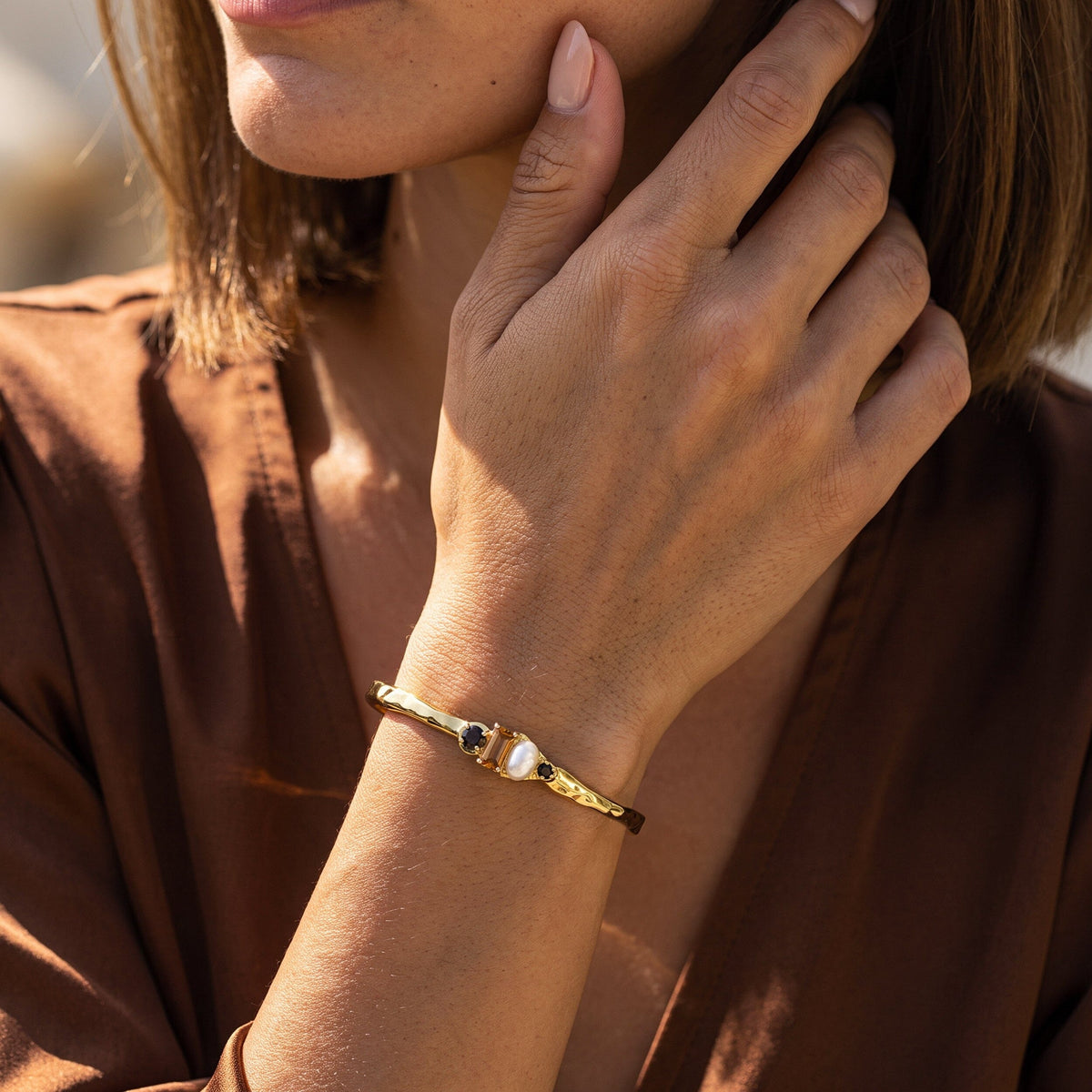 Citrine Pearl Cuff - Treasure