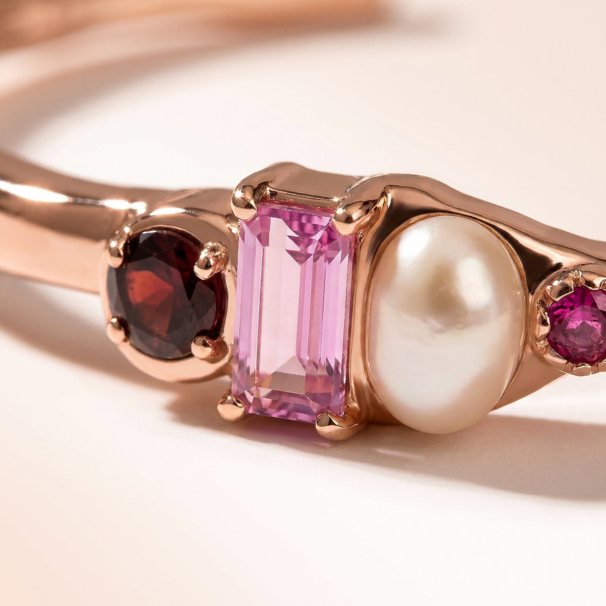 Rhodolite Garnet Pearl Cuff - Treasure