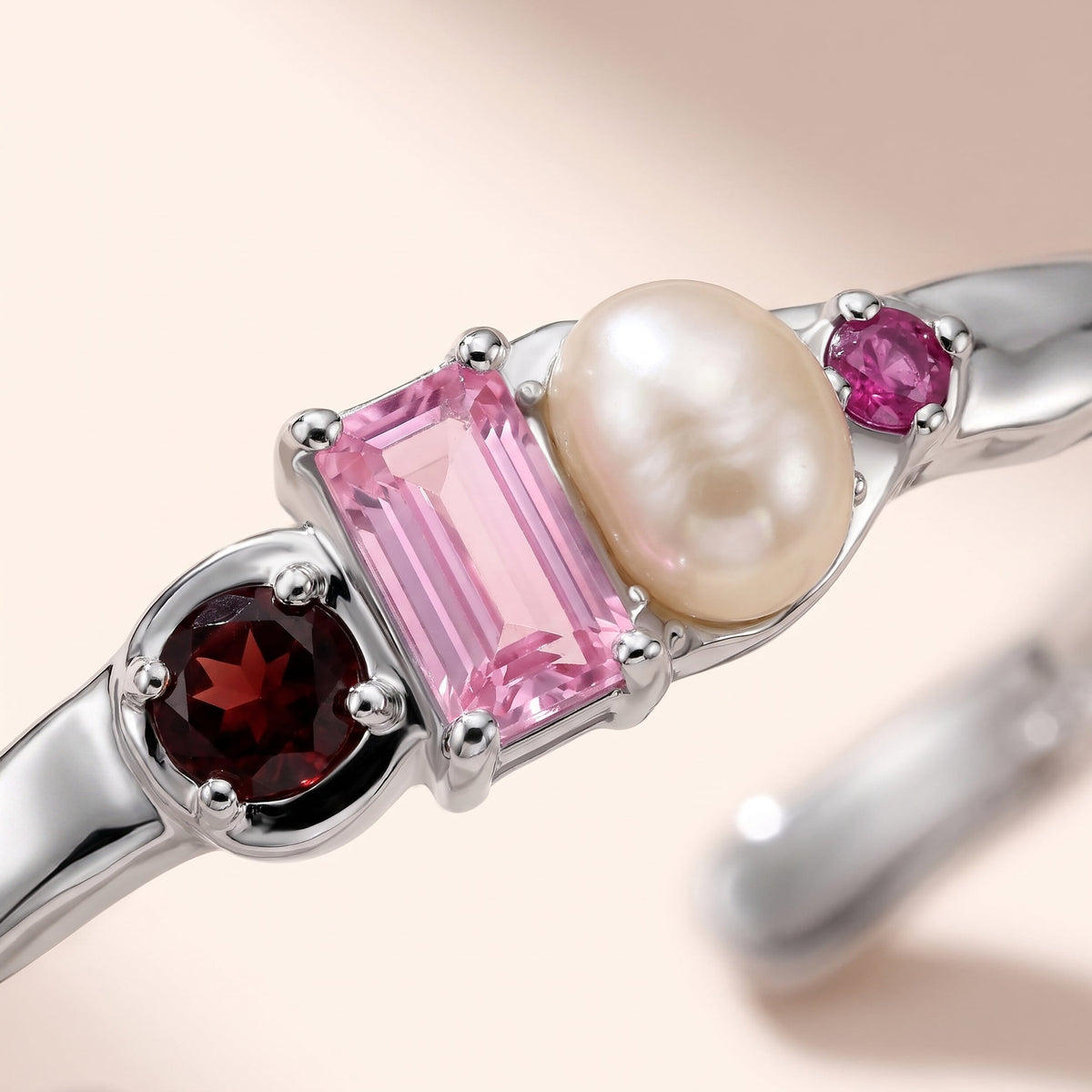 Rhodolite Garnet Pearl Cuff - Treasure