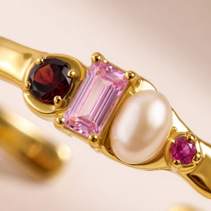Rhodolite Garnet Pearl Cuff - Treasure