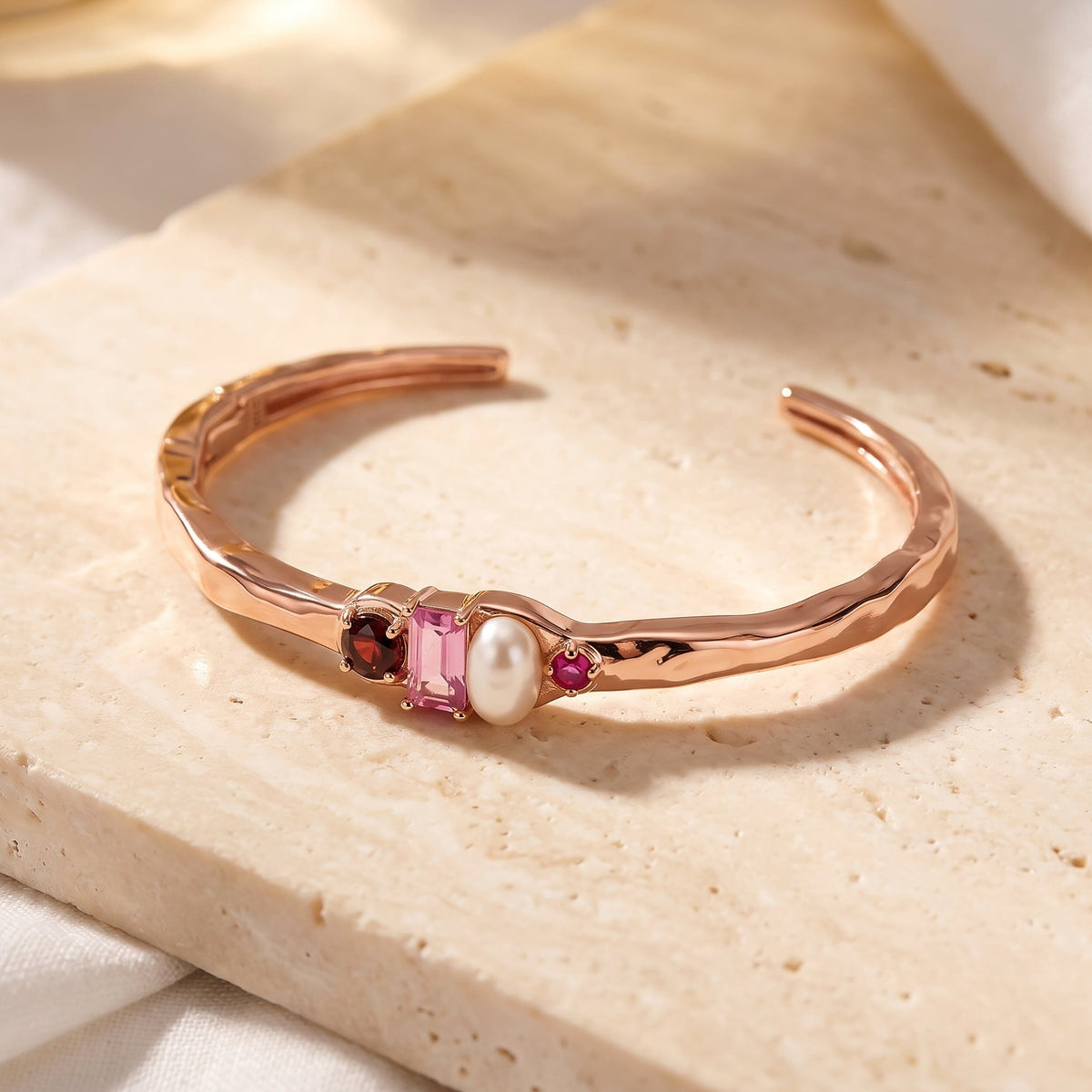 Rhodolite Garnet Pearl Cuff - Treasure