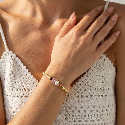 Rhodolite Garnet Pearl Cuff - Treasure
