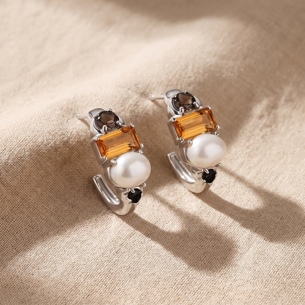 Queen Citrine Pearl Hoops - Treasure