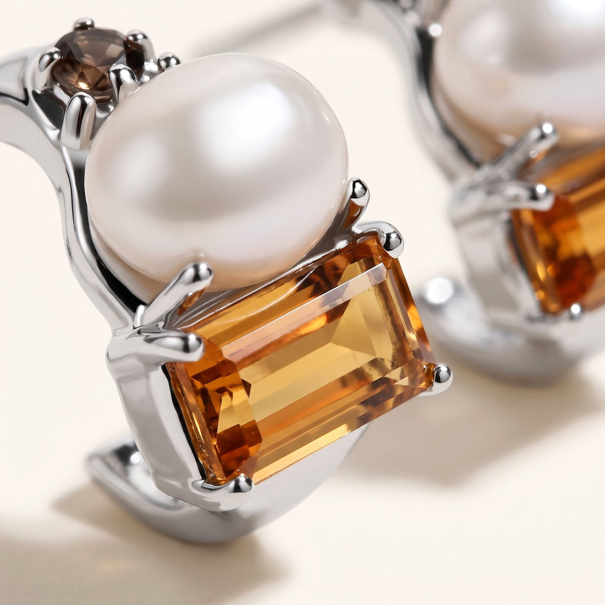 Petite Citrine Pearl Hoops - Treasure