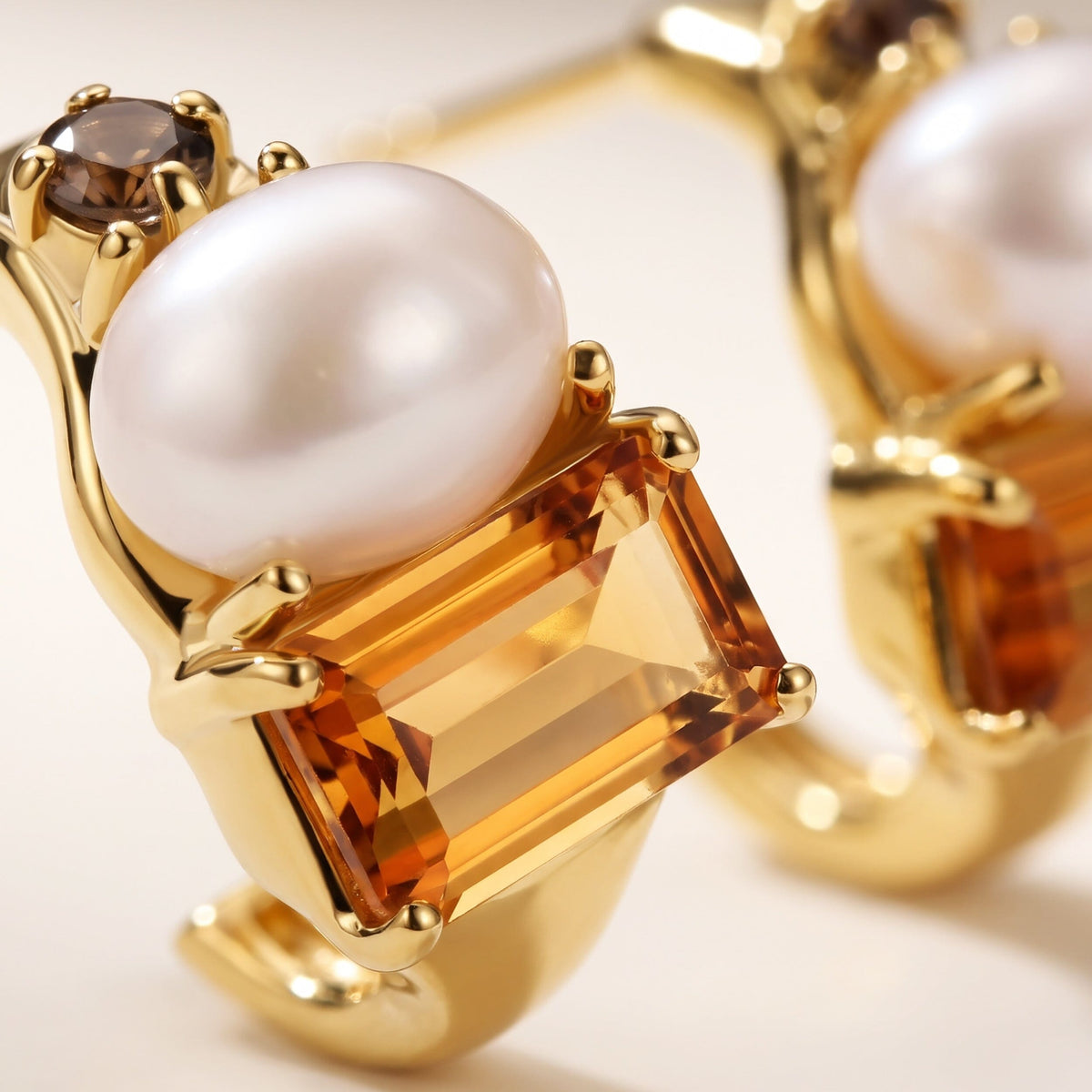 Petite Citrine Pearl Hoops - Treasure