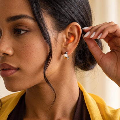 Petite Citrine Pearl Hoops - Treasure