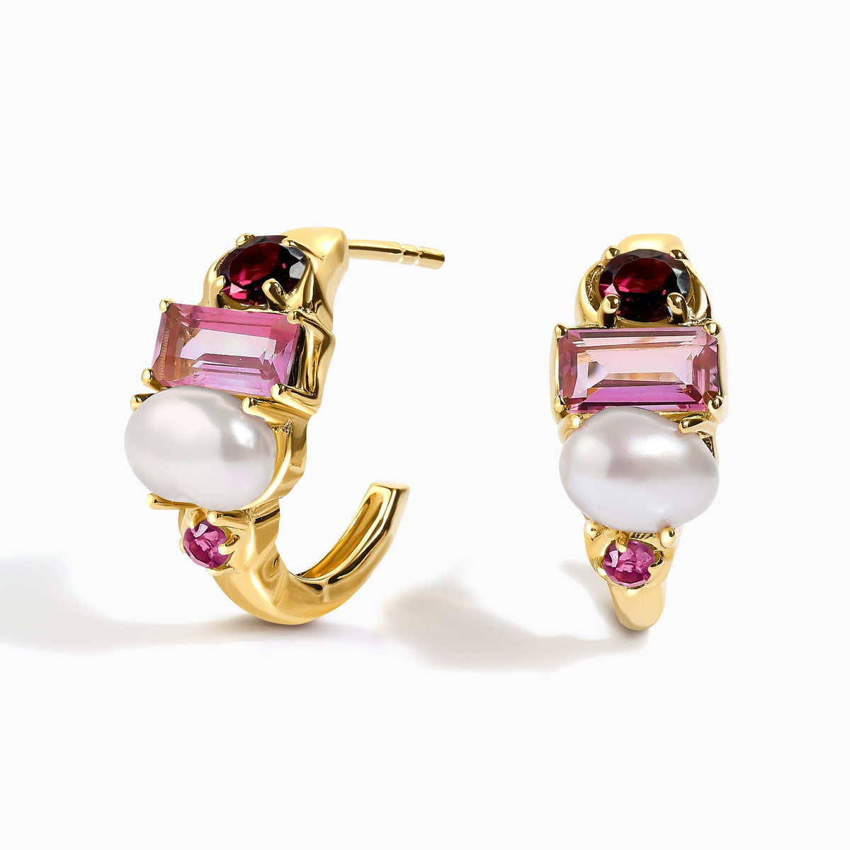 Queen Rhodolite Garnet Pearl Hoops - Treasure