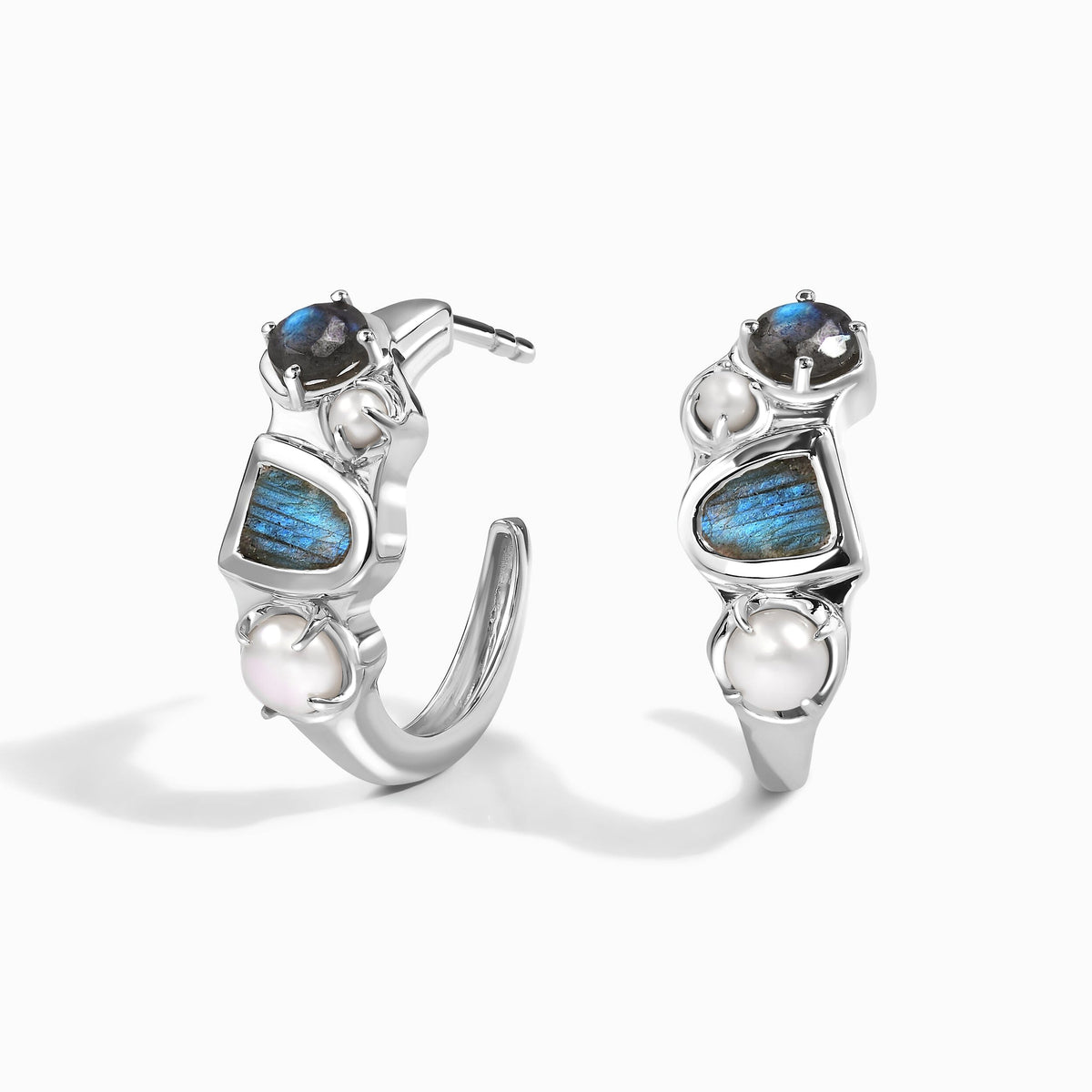 Queen Labradorite Pearl Hoops - Heirloom