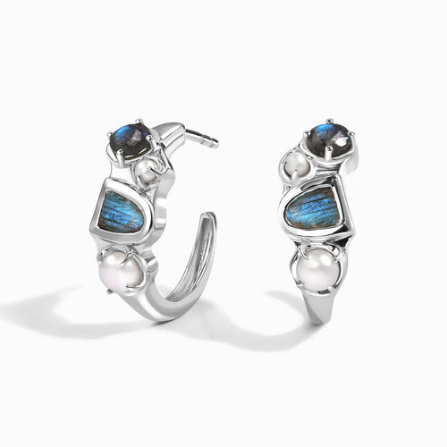 Queen Labradorite Pearl Hoops - Heirloom