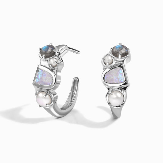 Queen Moonstone Pearl Hoops - Heirloom