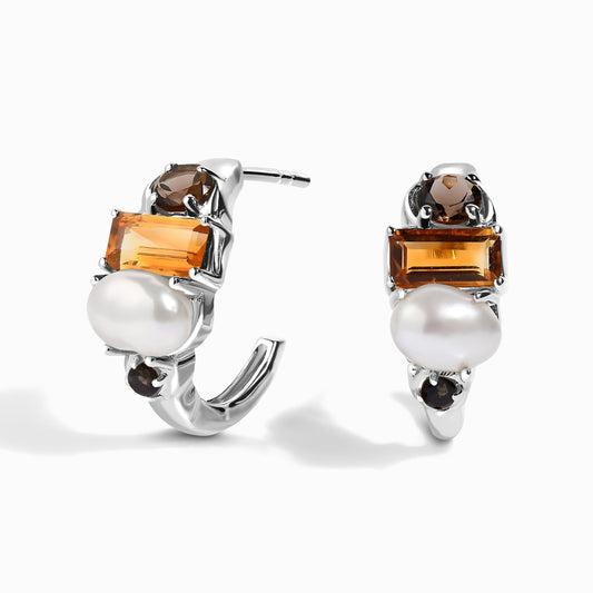 Queen Citrine Pearl Hoops - Treasure