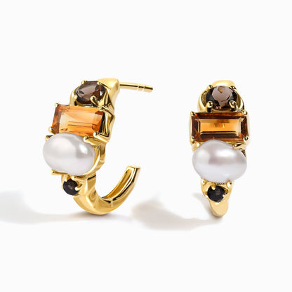 Queen Citrine Pearl Hoops - Treasure