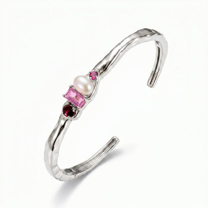 Rhodolite Garnet Pearl Cuff - Treasure