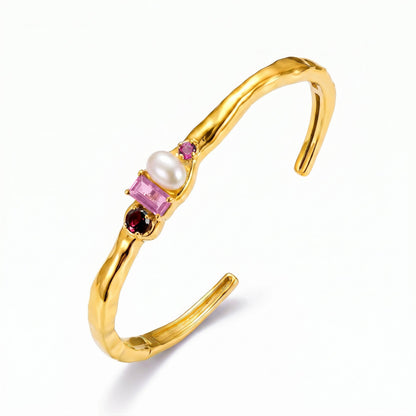 Rhodolite Garnet Pearl Cuff - Treasure
