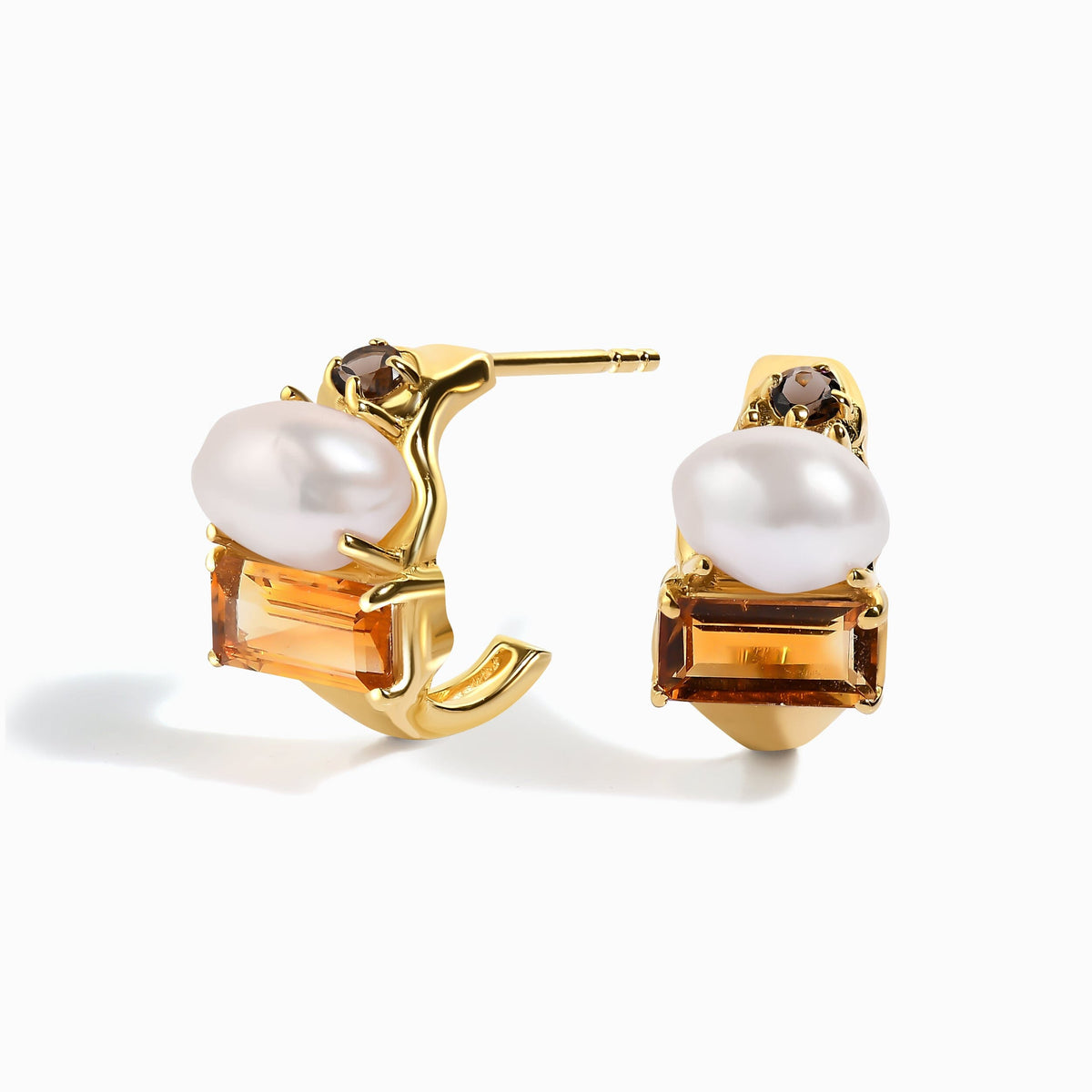 Petite Citrine Pearl Hoops - Treasure