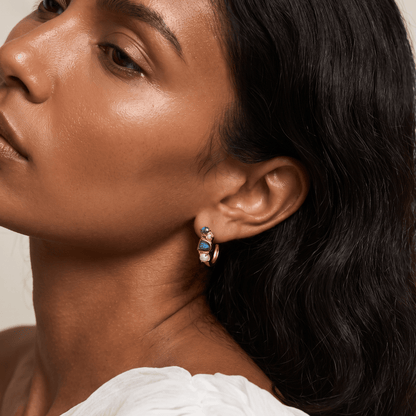 Queen Labradorite Pearl Hoops - Heirloom