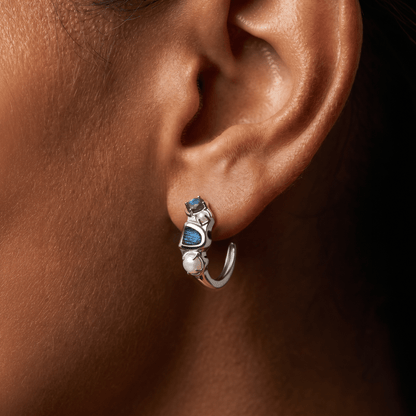 Queen Labradorite Pearl Hoops - Heirloom