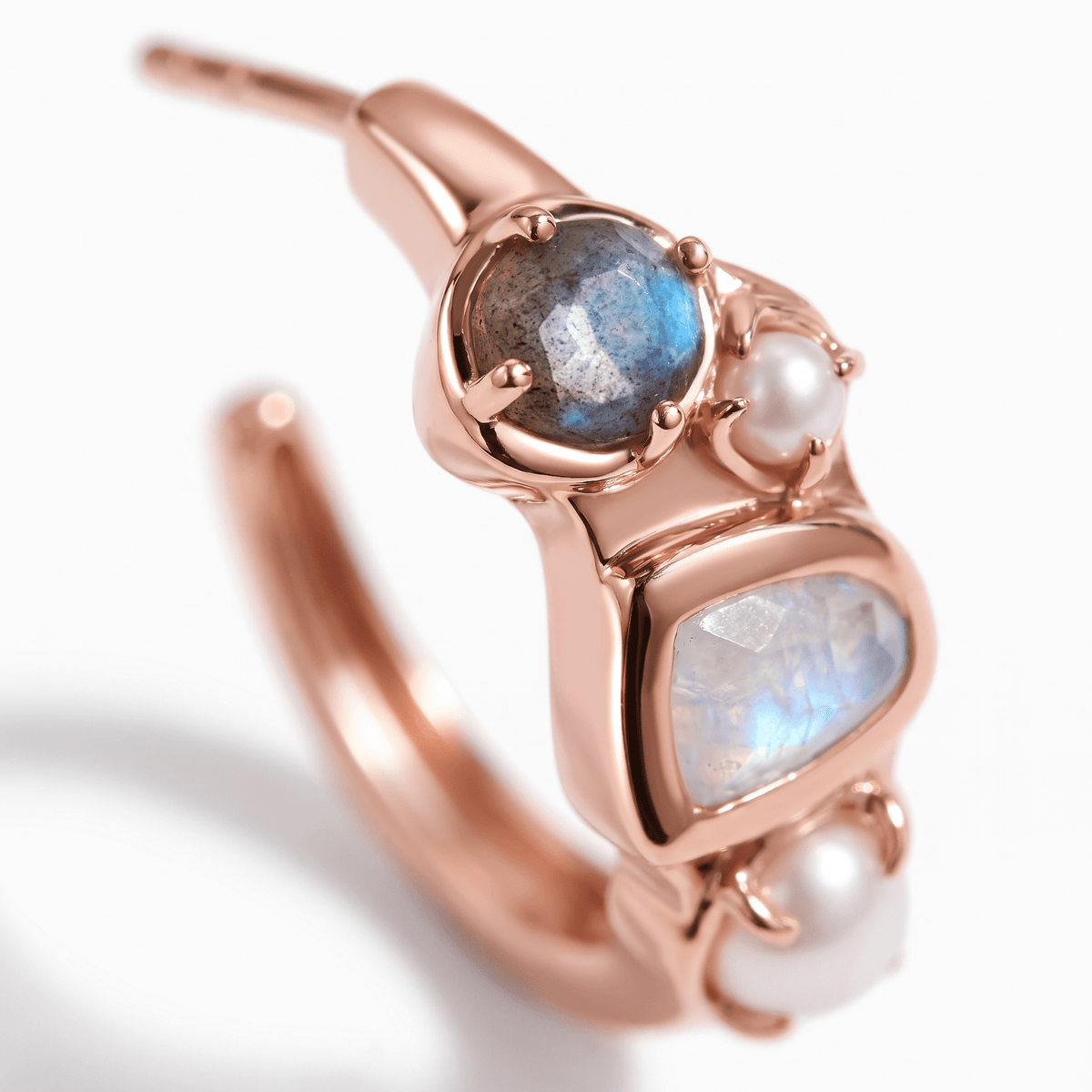 Queen Moonstone Pearl Hoops - Heirloom