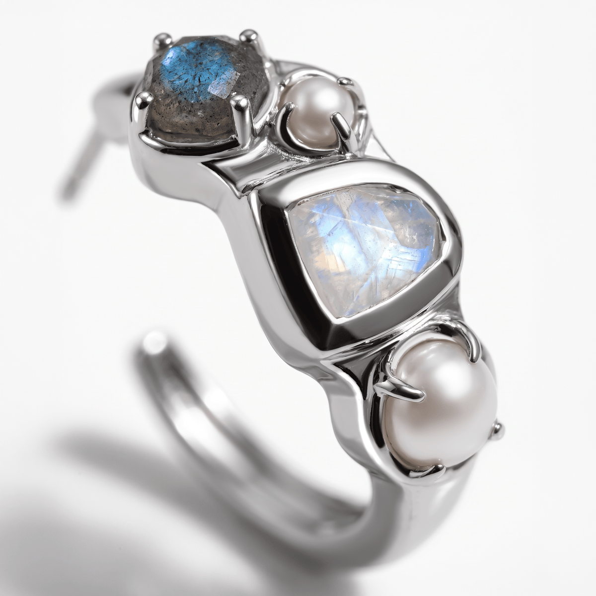 Queen Moonstone Pearl Hoops - Heirloom