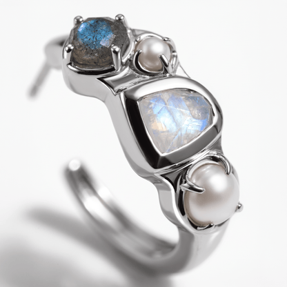 Queen Moonstone Pearl Hoops - Heirloom