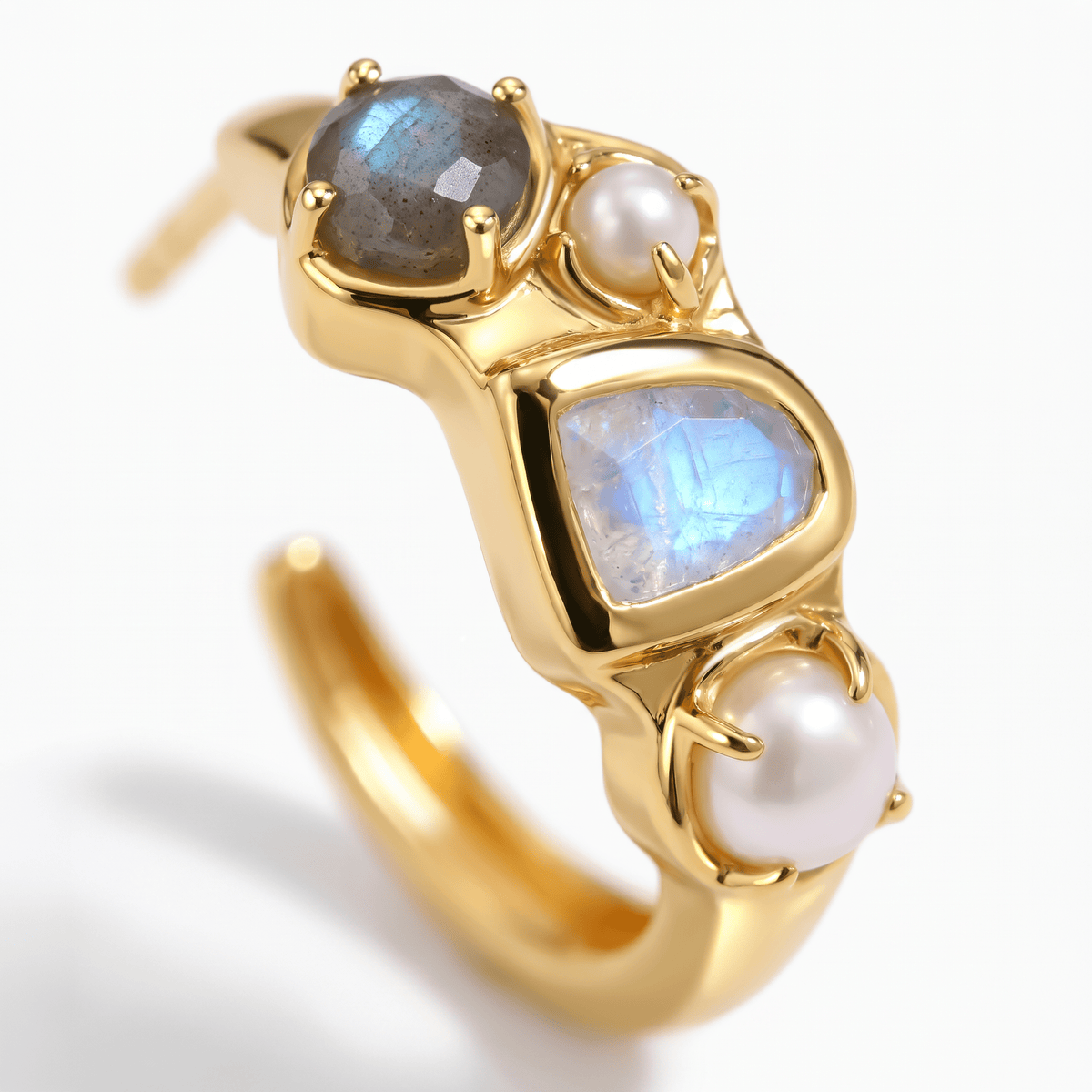 Queen Moonstone Pearl Hoops - Heirloom