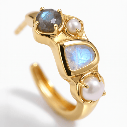 Queen Moonstone Pearl Hoops - Heirloom